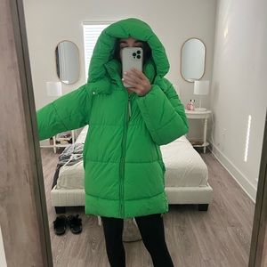 green zara puffer/ ski jacket